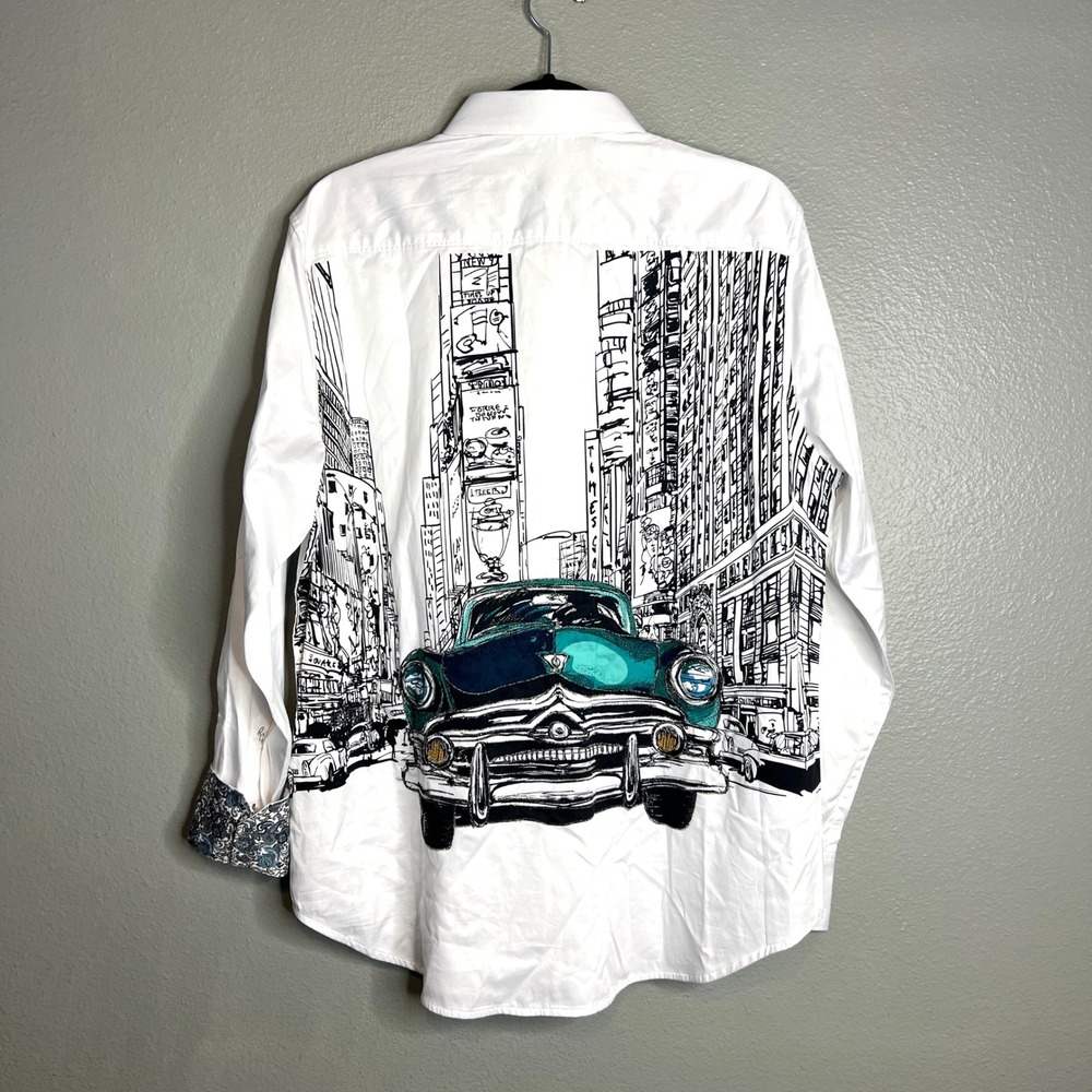 Robert Graham Urban Classics Times Square NYC Shirt Sz L Car Classic Fit NEW
